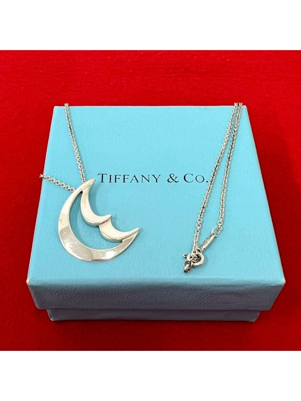 Tiffany & Co Vintage Cles Saint Moon Necklace 925 Sterling Silver Pendant